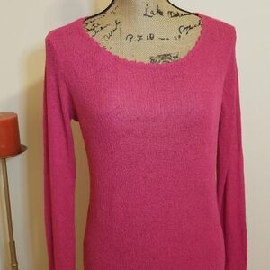Linea by Louis Dell'Olio Fuchsia Tunic Sweater | Scalloped Neck | Size Small